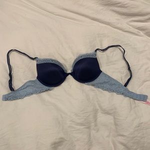 Blue lace push up bra